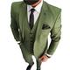 Men's Olive Business Suits Two Button 3 Piece Slim Fit Notch Lapel Wedding Tuxedos Suit 38/32