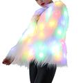 TENDYCOCO Women Christmas LED Fur Coat Stage Costumes Nightclub Outwear Dancer Jackets Size L (White)