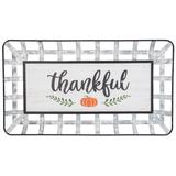 24" Silver White a Pumpkin "Thankful" Fall Serving Tray Sign
