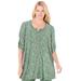 Plus Size Women's 7-Day Three-Quarter Sleeve Pintucked Henley Tunic by Woman Within in Sage Pretty Bouquet (Size 2X)