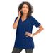 Plus Size Women's V-Neck Ultimate Tee by Roaman's in Evening Blue (Size M) 100% Cotton T-Shirt