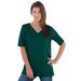 Plus Size Women's V-Neck Ultimate Tee by Roaman's in Emerald Green (Size 3X) 100% Cotton T-Shirt