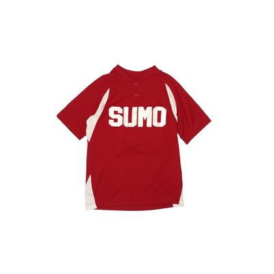 Champro Sports Short Sleeve Henley Shirt: Red Solid Tops - Kids Boy's Size Medium