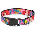 Buckle Down Plastic Clip Collar - Ariel/Flounder/Fish Trio Poses Pinks - 1" Wide - Fits 15-26" Neck - Large