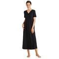 Hanro Women's Nachthemd 1/2 Arm 130 cm Night Shirt, Black, M