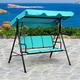 COSTWAY Outdoor Swing Chair, 3 Seater Garden Luxury Hammocks, Swinging Bench Lounge Seat for Garden, Patio, Deck and Poolside (Turquoise)