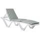Harbour Housewares 1x White/Green Stripe Sun Lounger & Cushion Set - Adjustable Reclining Outdoor Patio Furniture Master Range