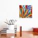 East Urban Home Lines Project #62 by Eric Carbrey - Wrapped Canvas Graphic Art Canvas in Black/Blue/Orange | 12 H x 12 W x 0.75 D in | Wayfair