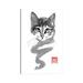 East Urban Home Cute Cat Line by Péchane - Wrapped Canvas Painting Print Canvas in Gray/White | 12 H x 8 W x 0.75 D in | Wayfair