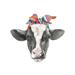 East Urban Home Black White Cow Head w/ Serabe Headband by Ephrazy Graphics - Wrapped Canvas Painting Canvas | 12 H x 12 W x 0.75 D in | Wayfair