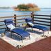 Darby Home Co Wabbaseka 63" Long Reclining Chaise Lounge Set w/ Cushion w/ Table Metal in Blue | 20 H x 28 W x 63 D in | Outdoor Furniture | Wayfair