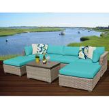 Lark Manor™ Anupras 7 Piece Rattan Sectional Seating Group w/ Cushions in Brown/Gray/Red | 25 H x 31.5 W x 31.5 D in | Outdoor Furniture | Wayfair