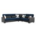 Blue/Black Sectional - Ottomanson Armada X Fabric Upholstered 3-Piece Convertible L-Shaped Reversible Sectional Microfiber/Microsuede | Wayfair