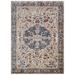 White 84.25 x 59.84 x 0.12 in Area Rug - Bungalow Rose 5X7 Traditional Accent Rug In Ivory w/ Navy Blue Persian Isfahan Design (4' 11" X 7' 0") Polyester | Wayfair