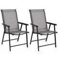 Costway Set of 2 Outdoor Patio Folding Chairs-Gray