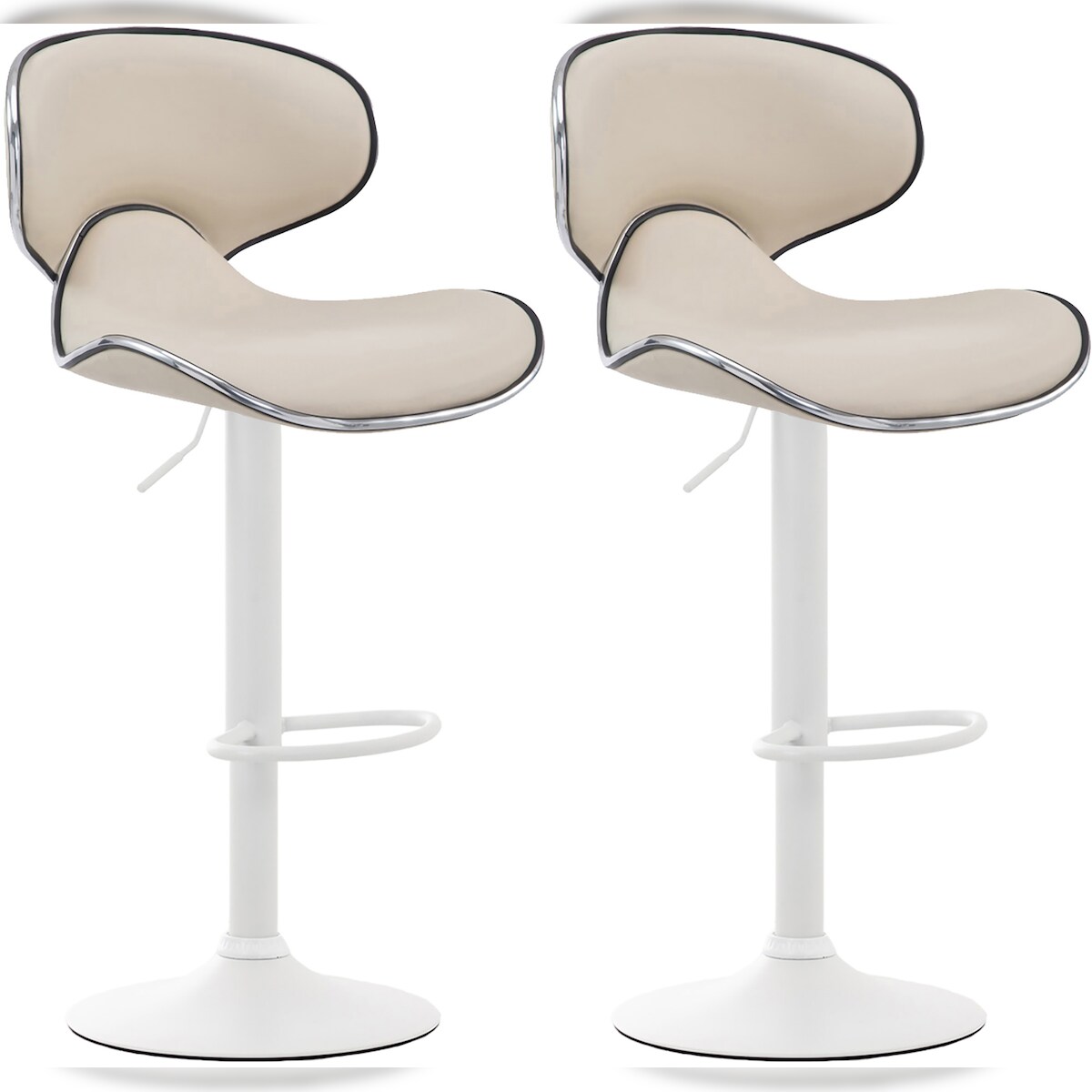 CLP 2er Set Barhocker Las Vegas Kunstleder creme/weiß Image