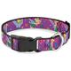 Buckle-Down Plastic Clip Collar - Tinker Bell Poses/Flowers/Stars/Skull Purple - 1" Wide - Fits 9-15" Neck - Small