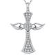 Angel Wing Cross Necklace Angel Wing Necklace Pendant for Women Men Cross Necklace Sterling Silver Wing Cross Necklace for Women Cubic Zirconia Heart Love Necklace Religious Cross Jewelry Christian