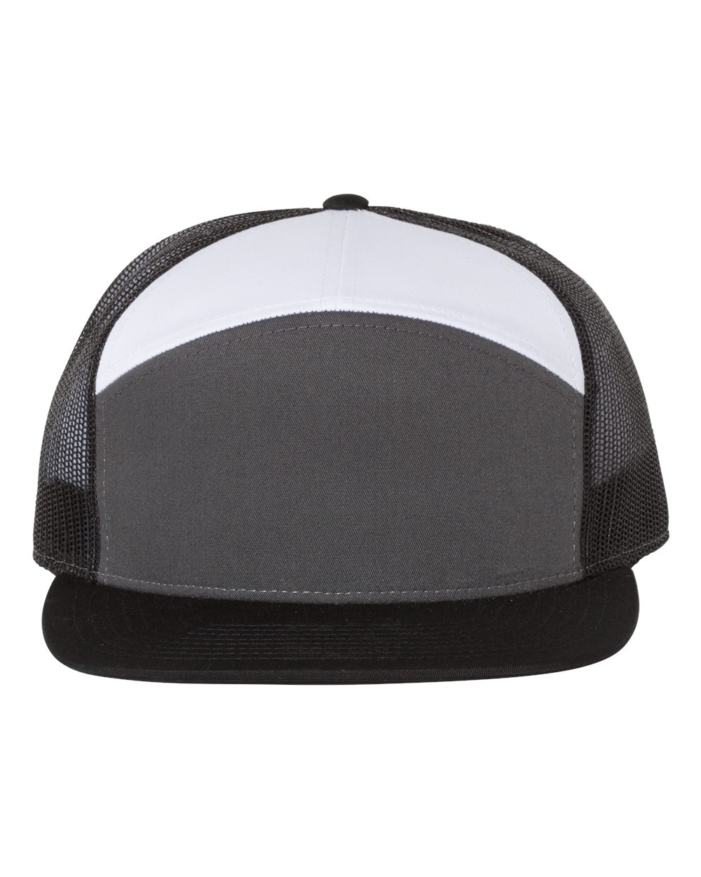 Richardson 168 Seven-Panel Trucker Cap in Charcoal/Black/White | Cotton/Nylon/Polyester