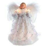 Kurt S. Adler 55698 - 12" Angel White and Silver Multicolor Christmas Tree Topper