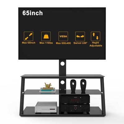 Merax Multi-Function Angle And Height Adjustable Tempered Glass TV Stand