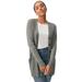 Plus Size Women's Long Boyfriend Cardigan With Tortoise Buttons by ellos in Medium Heather Grey (Size 34/36)