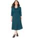 Plus Size Women's Impossibly Soft Marled Cowlneck Dress by Catherines in Deep Teal (Size 1X)