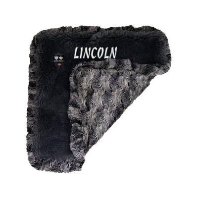 Bessie + Barnie Personalized Ultra Plush Faux Fur Cat & Dog Reversible Blanket, Grey, Medium