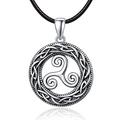 praymos Triskele Necklace Celtic Necklace 925 Sterling Silver Irish Knot Pendant Necklace Vintage Jewelry Birthday Gift for Men Women (Triskele necklace)