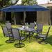 Lark Manor™ Alyah Rectangular 6 - Person 60" Long Outdoor Dining Set w/ Umbrella Metal in Blue | 60 W x 38 D in | Wayfair