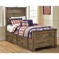 Signature Design by Ashley Trinell Twin 2 Drawer Mate's & Captain's Bed Wood in Brown | 54 H x 78 W x 71 D in | Wayfair B446B15