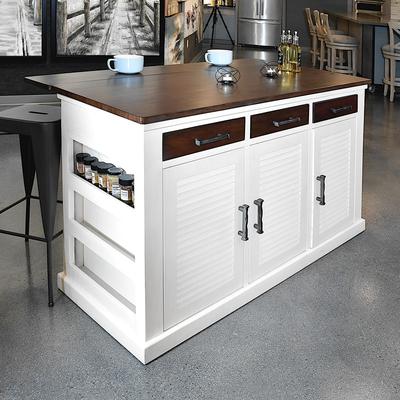 Logan White Kitchen Island with Solid Mahogany Butcher Block Top - Yosemite Home Décor 240100