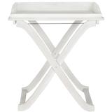 SAFAVIEH Outdoor Living Covina Antiqued White Acacia Wood Folding Tray Table - 18.9" x 27.2" x 31.5"