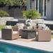 Puerta Outdoor 4-piece Wicker Swivel Chair Set with Square Firepit by Christopher Knight Home