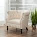 Chesterfield Chair - House of Hampton® Danielis 83.82Cm Wide Tufted Polyester Chesterfield Chair Fabric in White/Brown | Wayfair