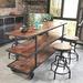Williston Forge Swivel Bar Stool Industrial Coffee Kitchen Height Adjustable Wooden Seat, bar height 20" to 27" Wood/Metal in Brown | Wayfair