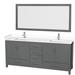 Wyndham Collection Sheffield 80" Bathroom Vanity Set w/ 70" Mirror Wood/Stone in Gray | 35 H x 80 W x 22 D in | Wayfair WCS141480DKGWCUNSM70