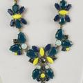 J. Crew Jewelry | J. Crew Crystal Floral Statement Necklace | Color: Blue/Gold/Yellow | Size: Os