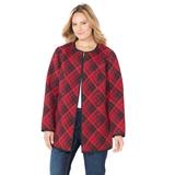 Plus Size Women's Reversible Quilted Jacket by Catherines in Plaid Black (Size 6X)