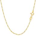 SISGEM 14 ct Gold Figaro Chain, Solid Yellow Gold Figaro Chain Necklace of Width 1.13mm and Length 46cm, for Women Girls Ladies Mum Sisters