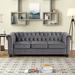 House of Hampton® Adolina 82" Rolled Arm Chesterfield Sofa Velvet/Polyester in Gray | 30 H x 82 W x 34.5 D in | Wayfair