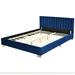 Willa Arlo™ Interiors Amatia Solid Wood Velvet Platform Bed Wood & /Upholstered/Velvet in Blue | 33 H x 56 W x 80 D in | Wayfair