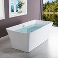 WoodBridge 59" x 30" Freestanding Soaking Fiberglass Bathtub Acrylic | 24 H x 59 W in | Wayfair BTS1509 -B/N-Drain &O