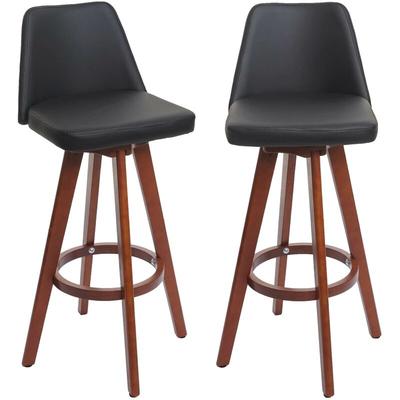 2er-Set Barhocker HHG 569, Barstuhl Tresenhocker, Holz Kunstleder drehbar MVG-zertifiziert schwarz Image