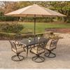 Hanover Traditions Tan Aluminum 7-piece Dining Set with Umbrella and Stand
