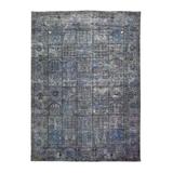 Shahbanu Rugs Vintage and Worn Down Distressed Colors Persian Shiraz Hand Knotted Bohemian Rug (6'9" x 9'3") - 6'9" x 9'3"