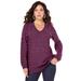 Plus Size Women's Embellished Pullover Sweater with Blouson Sleeves by Roaman's in Dark Berry (Size 30/32)