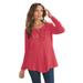 Plus Size Women's Lace Yoke Pullover by Roaman's in Antique Strawberry (Size 2X) Sweater