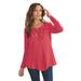 Plus Size Women's Lace Yoke Pullover by Roaman's in Antique Strawberry (Size 5X) Sweater