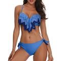 Holipick Push Up Bikini Swimsuit for Women Underwire Bikini Ruffle Flounce 2 Piece Bathing Suits, Sky Blue, XX-Large